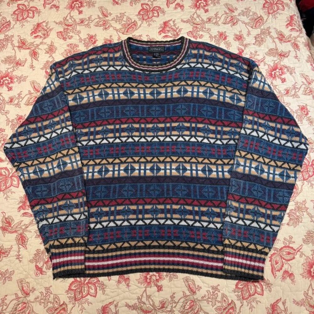 Beautiful Vintage 90s Driving Force Colorful Sweater Thick Cotton Sweater